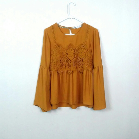 Jolt Tops - Jolt | Boho mustard top size M